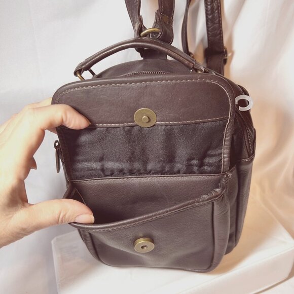 Brown Leather Back Pack-Small-NWOT-CC/ID Holder-Handle-Adjustable Strap-Unisex main image 10